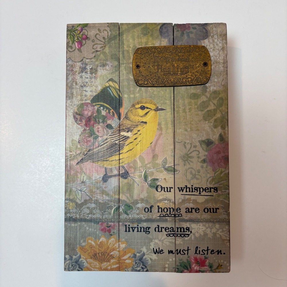 Kelly Rae Roberts Demdaco Hope and Healing Wood Wall Plaque Bird Floral 10245